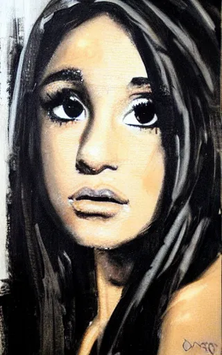 Image similar to painting of Ariana Grande by Guy Denning