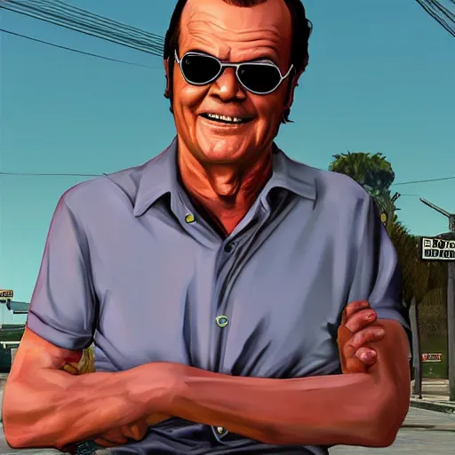 Prompt: jack nicholson in the style of gta 5