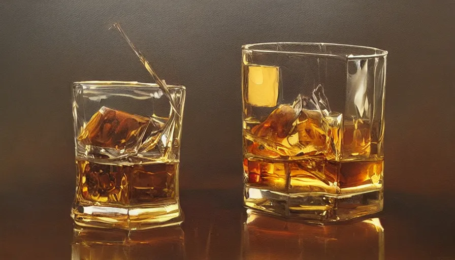 Image similar to whisky and clocks, oil painting by jama jurabaev, brush hard, artstation, high quality, brush stroke