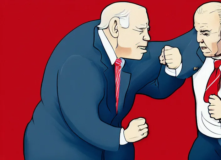 Image similar to Joe Biden punches a fat man, 8K, high quality, highly detailed render