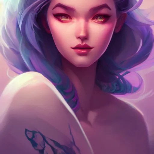 Image similar to a portrait of a beautiful model, art by lois van baarle and loish and ross tran and rossdraws and sam yang and samdoesarts and artgerm, digital art, highly detailed, intricate, sharp focus, Trending on Artstation HQ, deviantart, unreal engine 5, 4K UHD image