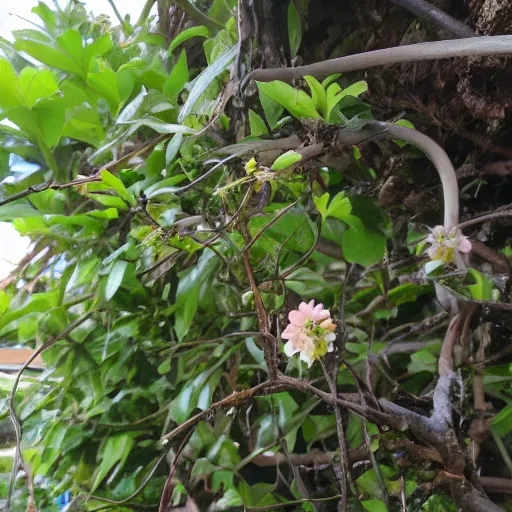 Prompt: a flowering rata vine
