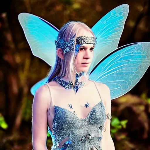 Prompt: photo of a beautiful fairy warrior with crystal armor