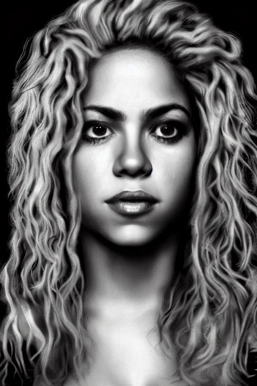 Image similar to a portrait of shakira in the style of cyberpunk,, single head, no double head,