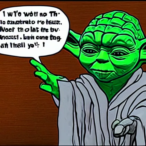 Image similar to yoda teaching english to donald trump