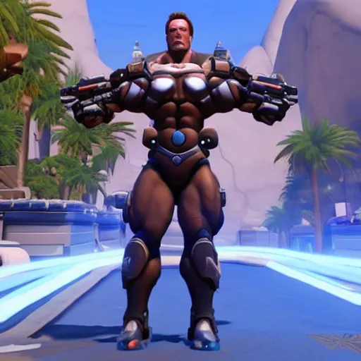 Image similar to a screenshot of arnold schwarzenegger in overwatch