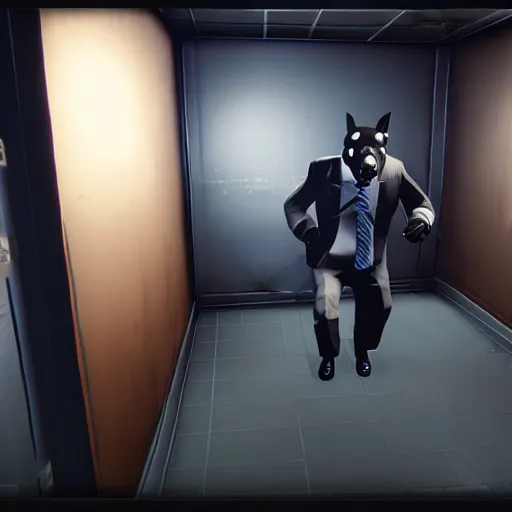 Image similar to Screenshot from the PC game Payday: The Heist demonstrating the fursuit unlock