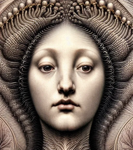 Image similar to detailed realistic beautiful tulip goddess face portrait by jean delville, gustave dore, iris van herpen and marco mazzoni, art forms of nature by ernst haeckel, art nouveau, symbolist, visionary, gothic, neo - gothic, pre - raphaelite, fractal lace, intricate alien botanicals, ai biodiversity, surreality, hyperdetailed ultrasharp octane render