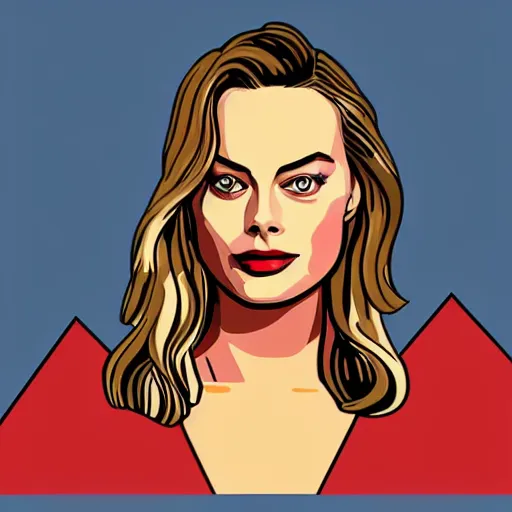 Image similar to margot robbie, digital art, iconic icon, 2 d vector logo, cartoon, t - shirt design