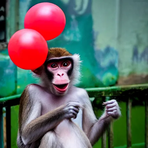 Prompt: a photo of a monkey with clown paint