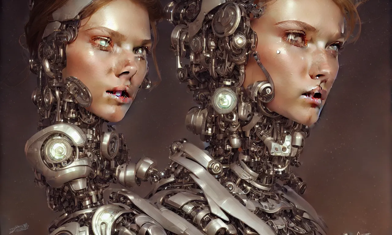 Image similar to beautiful crying! female mechanical android!, half portrait, intricate detailed environment, photorealistic!, intricate, elegant, highly detailed, digital painting, artstation, concept art, smooth, sharp focus, illustration, art by artgerm and greg rutkowski and alphonse mucha