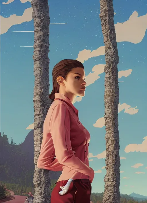 Prompt: Twin Peaks poster artwork by Michael Whelan and Tomer Hanuka, Karol Bak, Rendering of Zendaya!!!!!! working at the local diner, wearing 'rr diner uniform'!!!!!, from scene from Twin Peaks, full of details, by Makoto Shinkai and thomas kinkade, Matte painting, trending on artstation and unreal engine