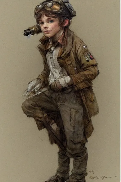 Image similar to (((((portrait of boy dressed as retro sciencepunk explorer costume . muted colors.))))) by Jean-Baptiste Monge !!!!!!!!!!!!!!!!!!!!!!!!!!!