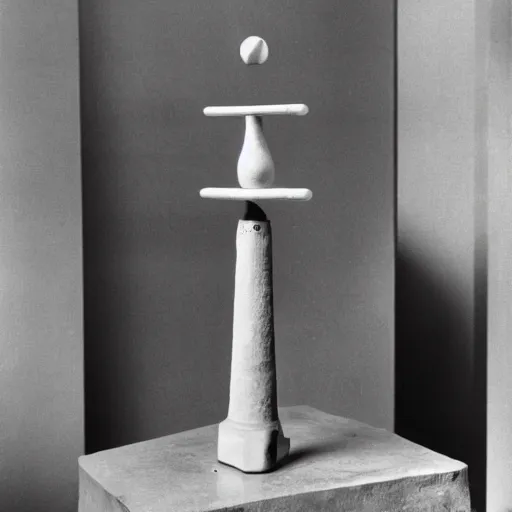 Prompt: a single readymade named Bottle Rack by Marcel Duchamp, banal object on a pedestal, historical archive, wide angle studio shoot, 1995