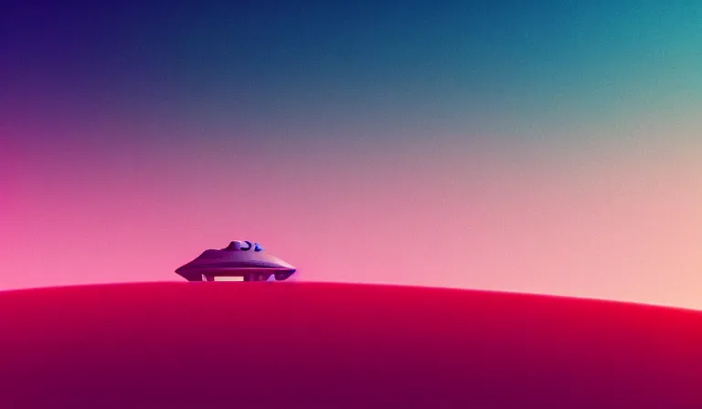 Prompt: a beautiful sharp focus vintage vaporwave ombre rendering, outrun style, of a futuristic spacecraft on the surface of mars. trending on artstation. recommended for you behance. by edward hopper. by chris moore. beeple colors. ambient occlusion. digital matte painting. metropolis filmic. gotham city. overcast.