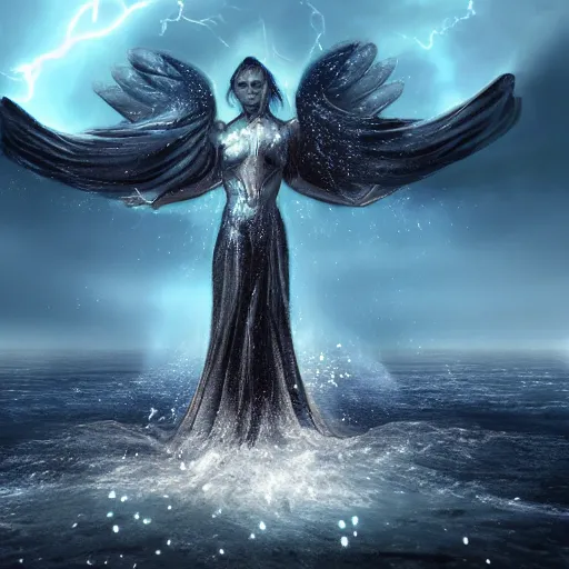 Prompt: ocean throne towards camera,wide angel shot, concept art, legendary, dramatic lightning, trending on deviantart, movie still, award wining photograph