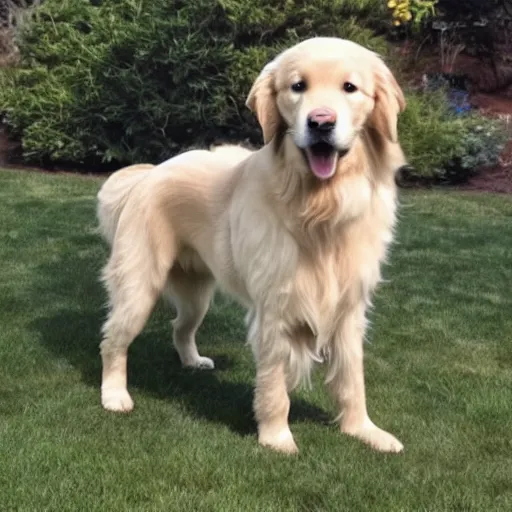 Image similar to a golden retriever who's a ghostbuster