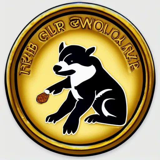 Image similar to a telegram sticker of a honey badger on a pile of gold coins