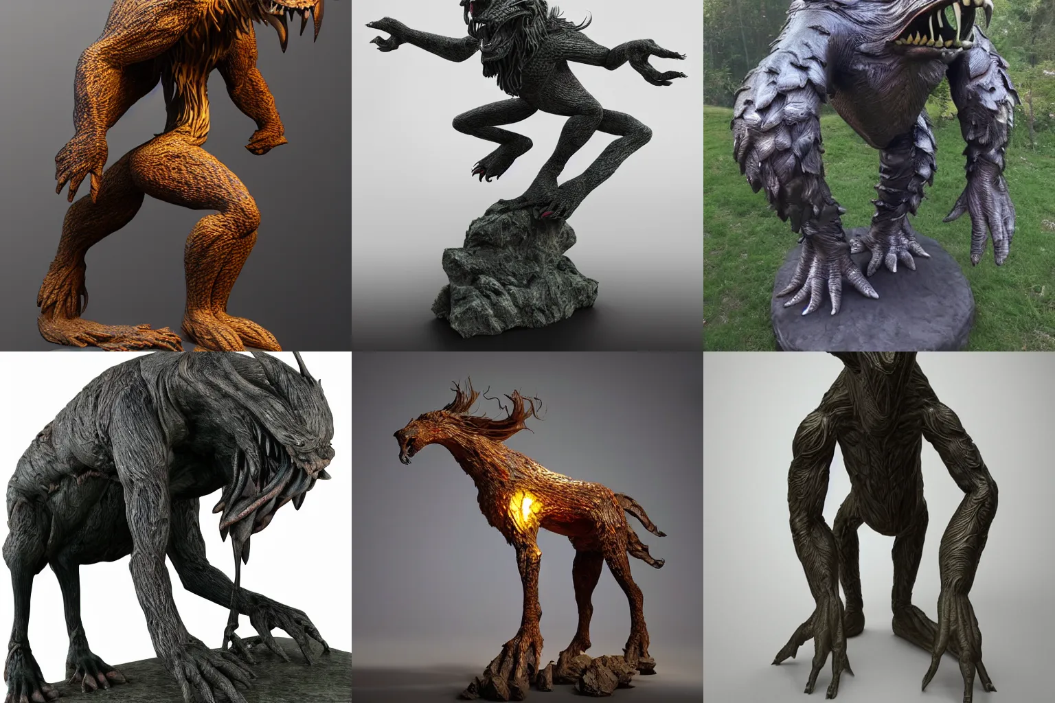 Prompt: anthropomorphic creature, full height sculpture, fully visible, detailed, dynamic light