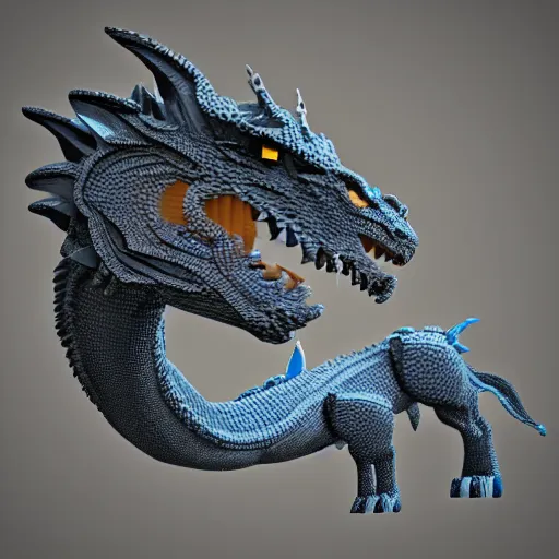 Image similar to A 3d render of a dragon, digital art, voxel art style, trending on artstation