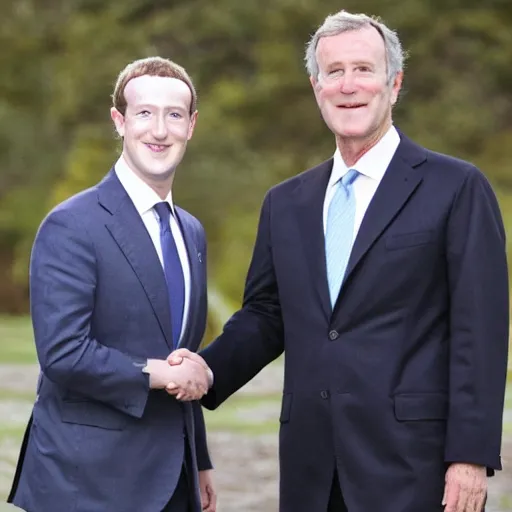 Prompt: mark zuckerberg shaking hands with president george bush