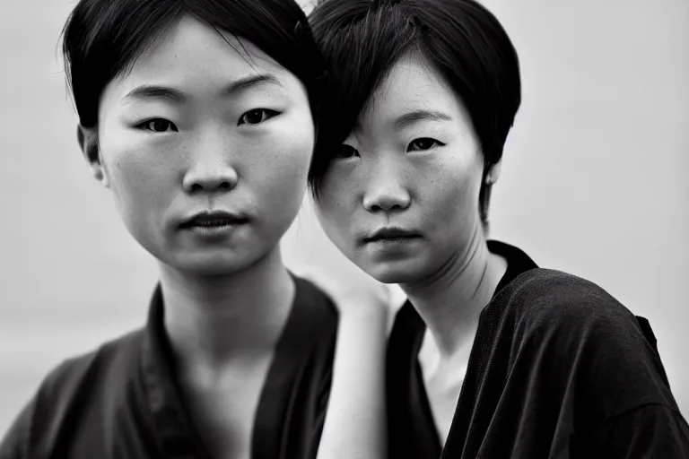 Image similar to black and white portrait photo of 张国荣, slight smile, natural light, low contrast, photo by Peter Lindbergh, 8K