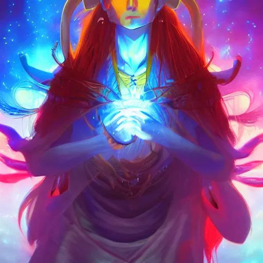 Prompt: anime portrait of a rainbow as a shaman yedi using dark force to eliminate trump as an anime antagonist by Stanley Artgerm Lau, WLOP, Rossdraws, James Jean, Andrei Riabovitchev, Marc Simonetti, and Sakimichan, trending on artstation