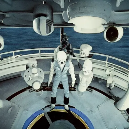 Image similar to Jack Skellingon on the bridge of the USS Enterprise, stop motion, highly detailed,