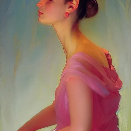 Prompt: yanjun cheng portrait of a beautiful princes, neon dress, by norman rockwell, bouguereau