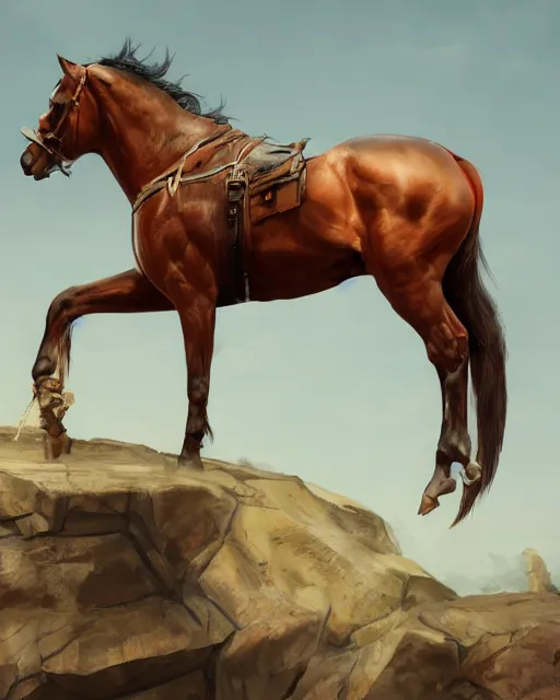 Image similar to man bottom, horse on top, artstation