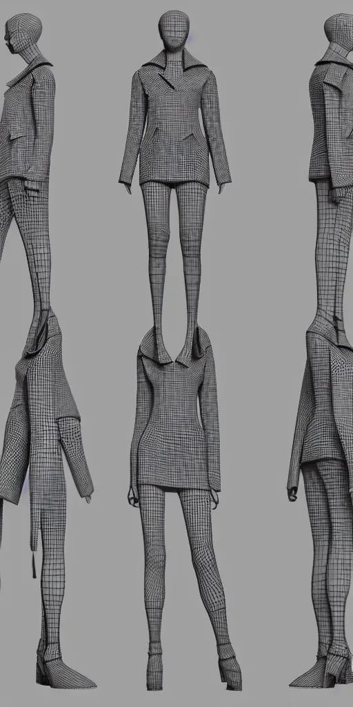 Image similar to balenciaga outfit design, 3d render, highly detailed