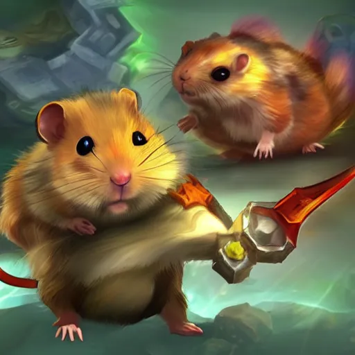 Image similar to a hamster in dota 2 lore