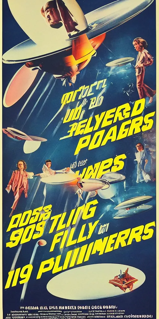 Image similar to 1 9 8 0 s movie posters about flying saucers