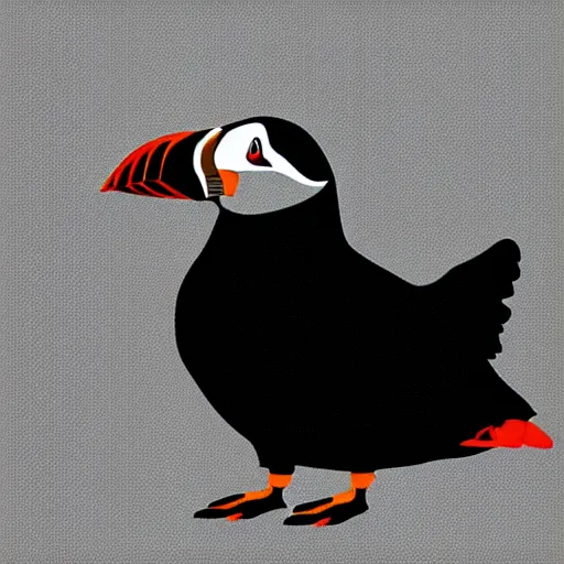 Image similar to flat single tone black vector silhouette of a puffin, pure white background, 4 k resolution