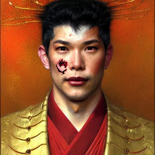 Image similar to a portrait of a male mutant in a red kimono in the sewers. furaffinity furry art detailed face painting by gaston bussiere craig mullins jc leyendecker gustav klimt artgerm greg rutkowski furry