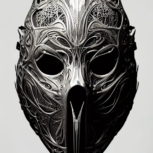 Image similar to corvo attano's mask, intricate linework, intricate detail, artstation, behance, deviantart trending, beauitful, smooth, focus, octane render