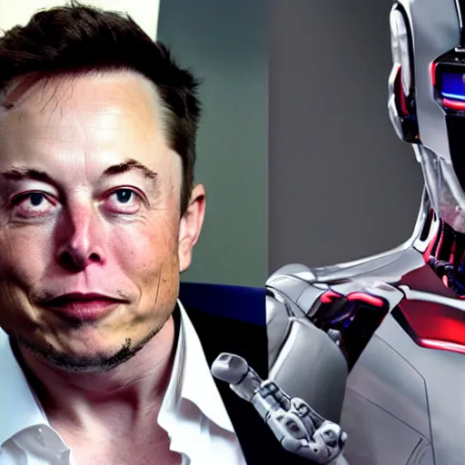 Image similar to elon musk a a cybernetic robot, ultron