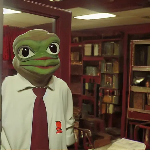 Prompt: pepe in the backrooms