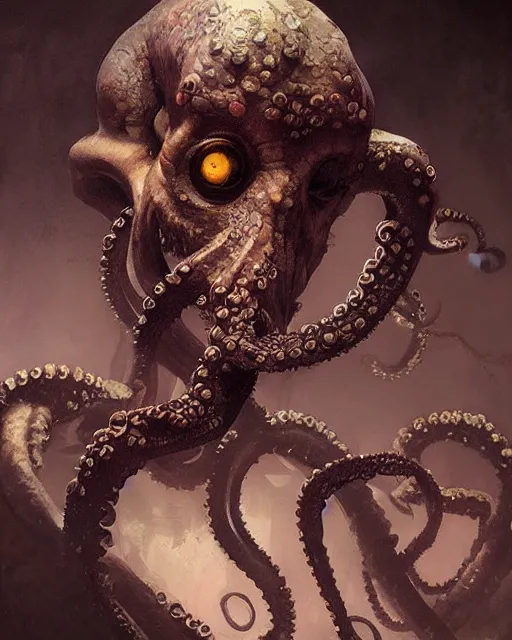 Prompt: hyper realistic photo portrait zombie octopus greg rutkowski, james gurney, mignola, craig mullins, brom