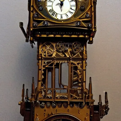 Image similar to a steampunk robotic clock tower, super - detailed, photo - realistic,