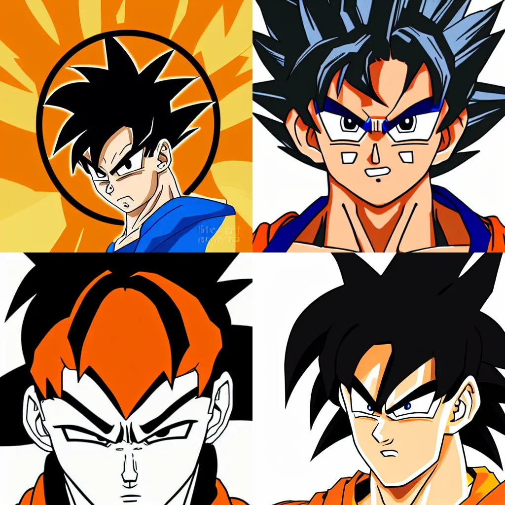 Prompt: vector art of goku, digital art, centered, portrait, colored accurately