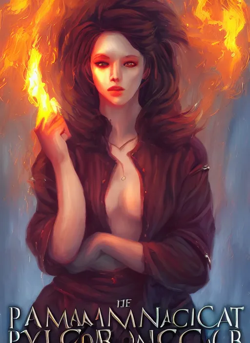 Prompt: portrait of an alluring pyromancer, digital art, young adult novel cover