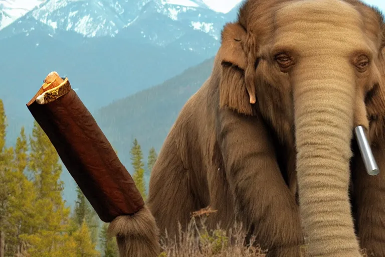 Image similar to mammoth with a cigar