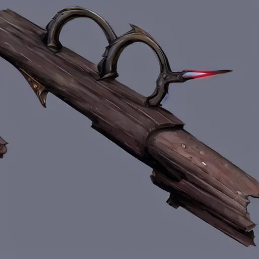 Image similar to a boomerang with magical gun barrels on both ends, science fantasy, concept art, realism,