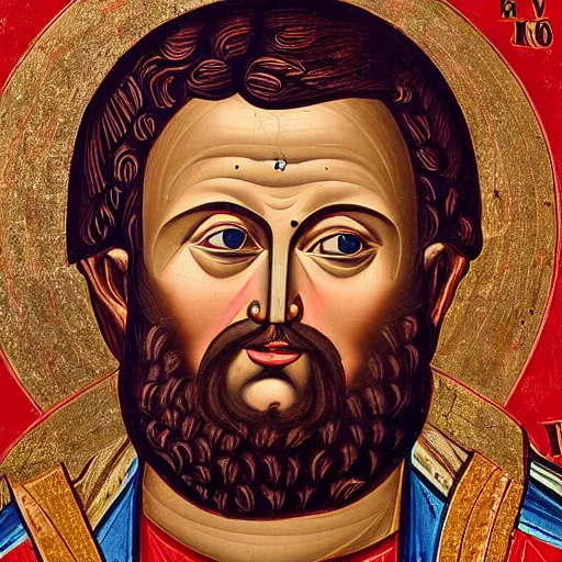 Image similar to A detailed portrait of Jack Black, 7th century byzantine iconography, historical