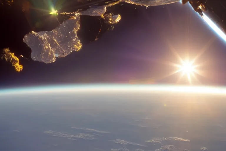 Image similar to photo of sun on earth horizon from the international space station