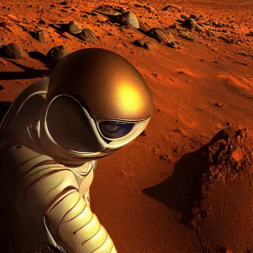 Prompt: realistic photo of an alien on mars, high quality, alien, very beautiful, hyper realistic, hdr photo, 4 k