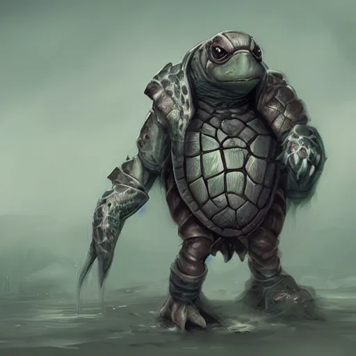 Prompt: anthropomorphic turtle hero by wlop