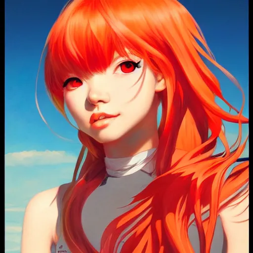 Image similar to portrait of Asuka Langley Soryu, League of Legend illustration by Sam Youn and Gil Elvgren and Sachin Teng, asymmetrical, profile picture, Organic Painting, sunny day, Matte Painting, bold shapes, hard edges, street art, trending on artstation