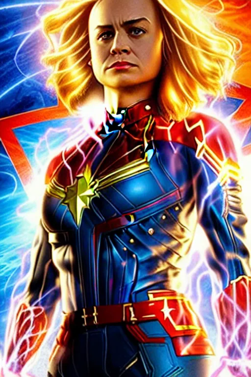 Image similar to captain marvel. art by tomasz alen kopera and glenn fabry and alex ross.